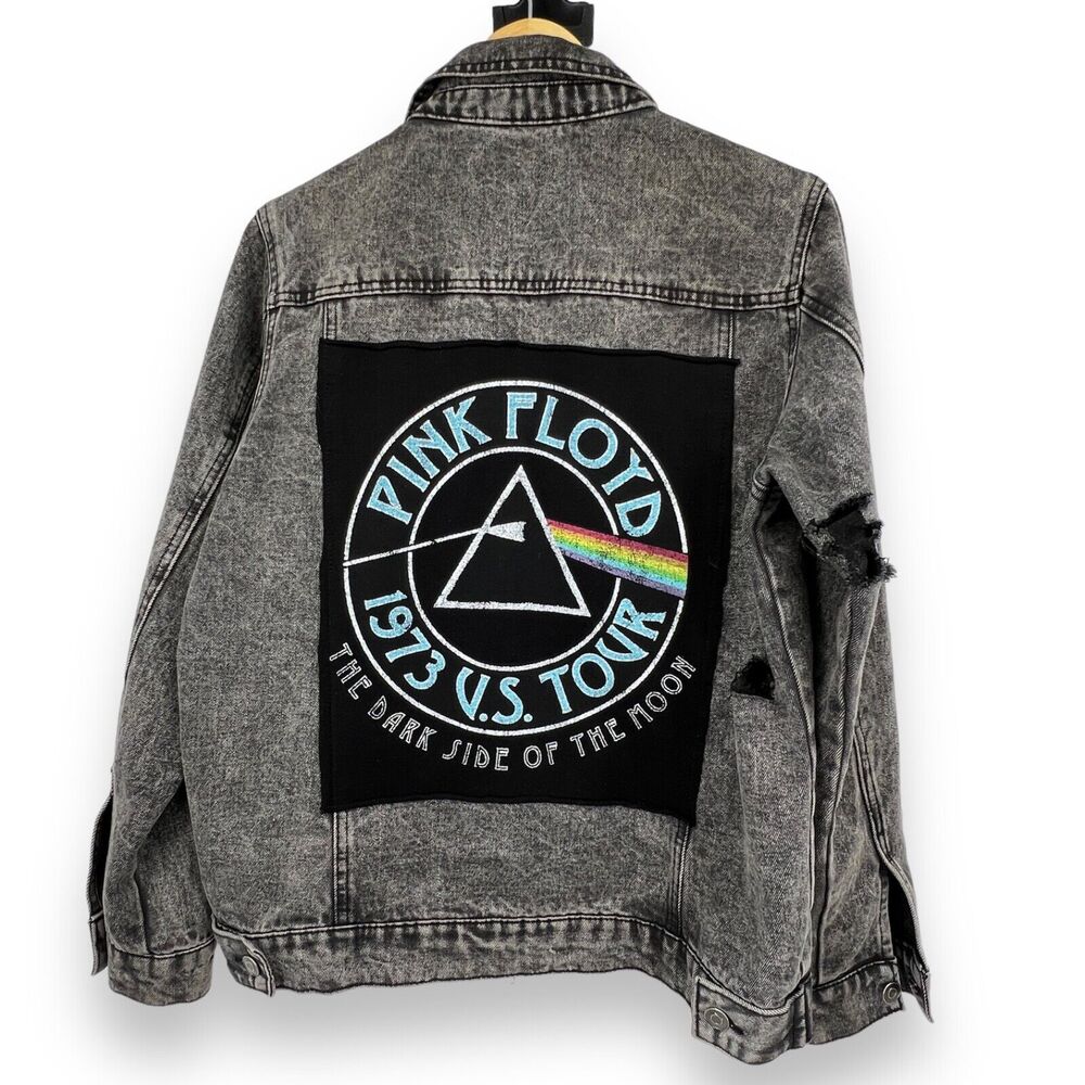 Pink Floyd Denim 1973 U.S Tour Jacket Distressed Stonewash Black Women's M